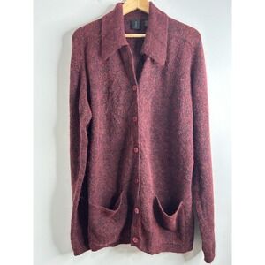 Malene Birger MAG Womens Burgundy Mohair Wool Cardigan Sweater Sz M Quiet Luxury